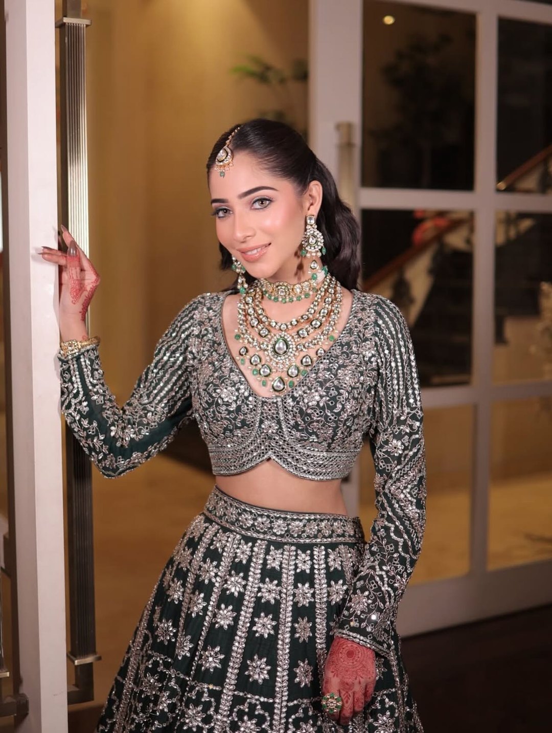 Bridal jewellery set on a model